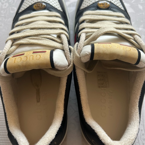 Gucci Men Screeners Leather Black and White Trainers NWB Size 5 (Women’s 8.5) - Picture 10 of 16